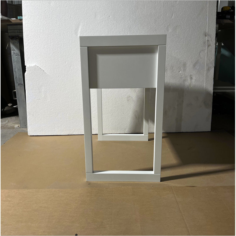 Table de chevet blanche moderne avec tiroir, table de chevet minimaliste avec poignée en bois, table de bout compacte pour chambre à coucher, appartement ou petits espaces, assemblage facile