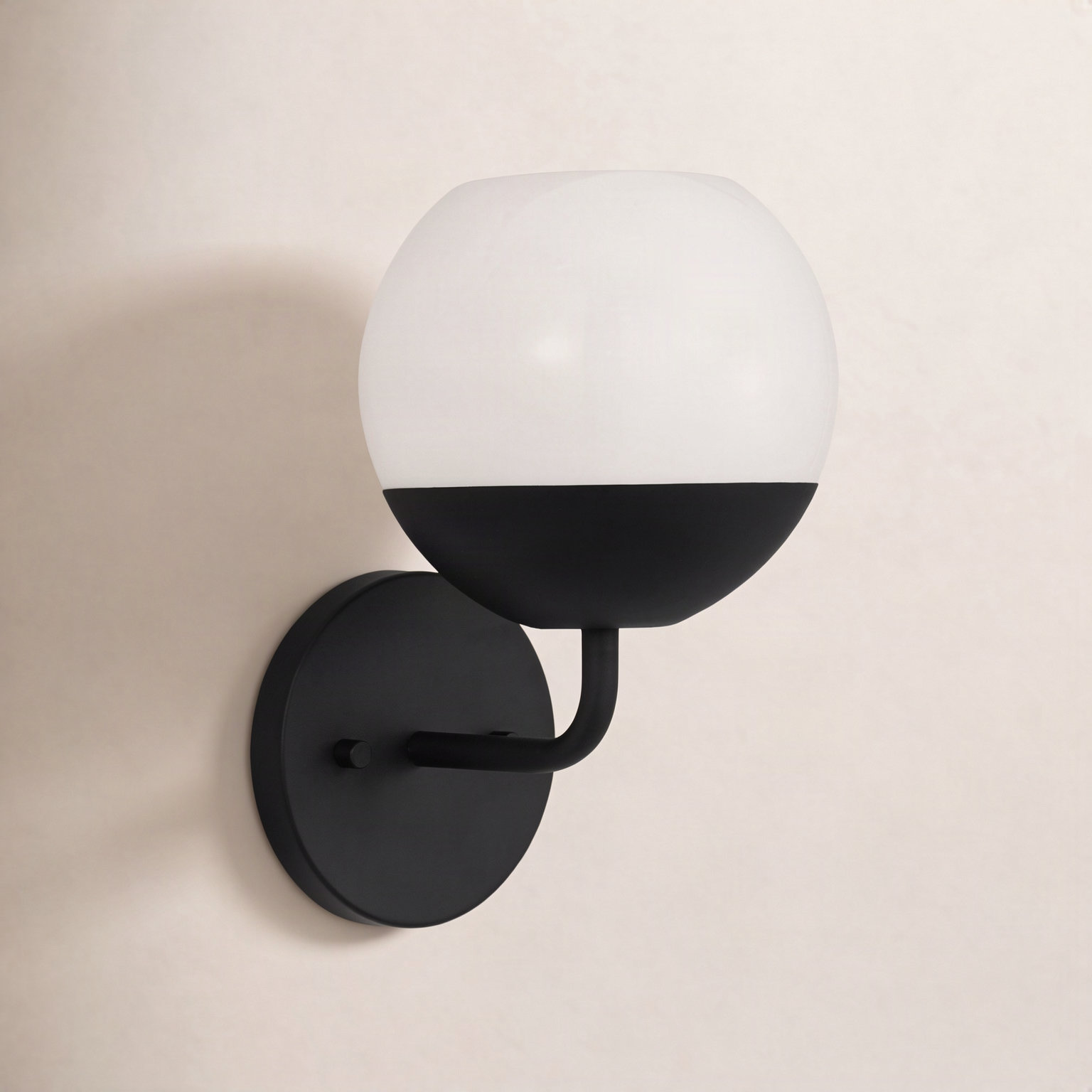 Avoca Single Light Dimmable Armed Sconce, Midnight Black