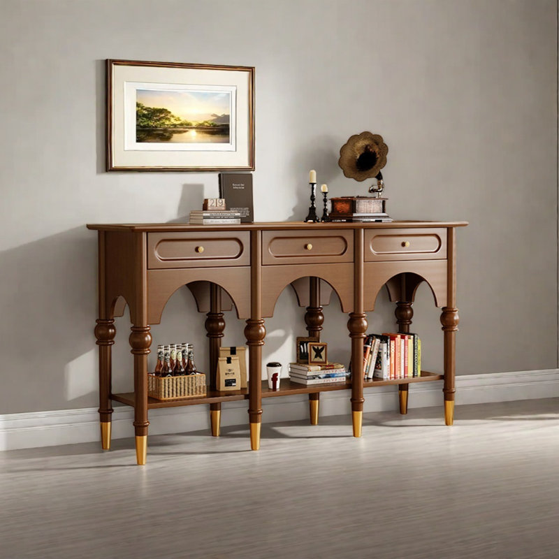 Retro Multifunctional Solid Wood Console Table, 31.5"H x 59.06"W x 13.78"D, Brown