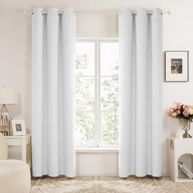 Decorative Silver Diamond Blackout Curtains(Set of 4), 42" W x 84" L, Coral Pink