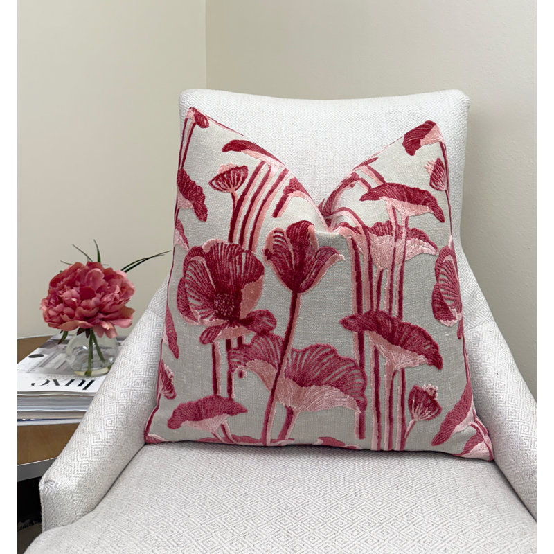 Housse de coussin en velours floral, Primrose, 20 x 20 po