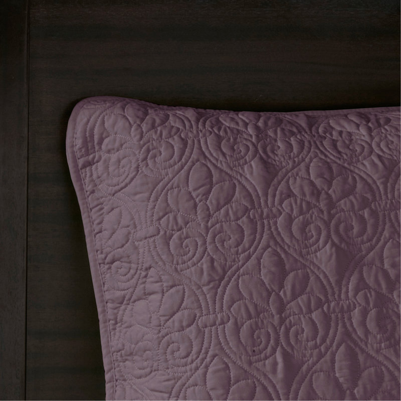 Ensemble de couvre-lit réversible pourpre très grand, Couvre-lit de très grande taille et 2 taies déco, Mauve