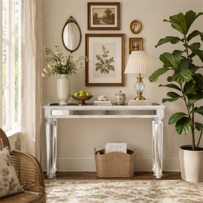 Mirror Console Table Vintage Wood Grain Carving Process Gorgeous and Noble for Entryway