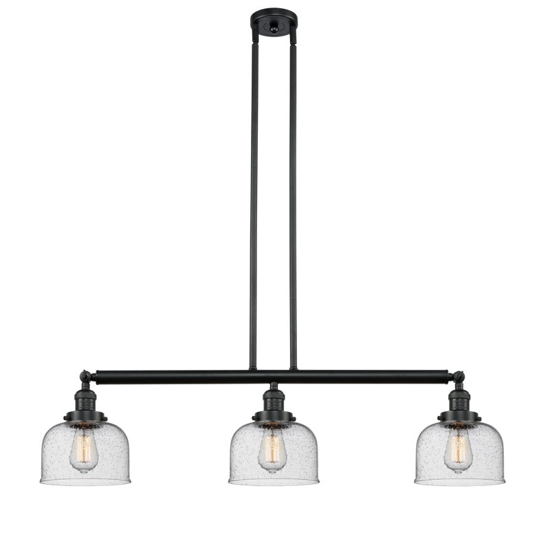 Bell - 3 Light 41" - Stem Hung Island Light, Seedy, Matte Black, 2200K