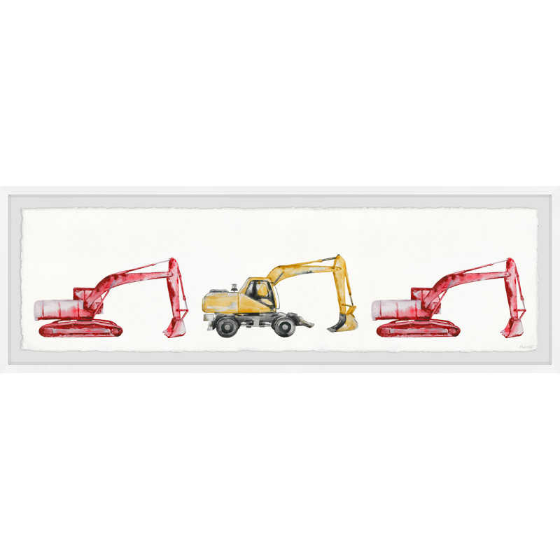 Bernabe Excavator and Diggers, reproduction encadrée, H 15 po x l 45 po x P 1,5 po