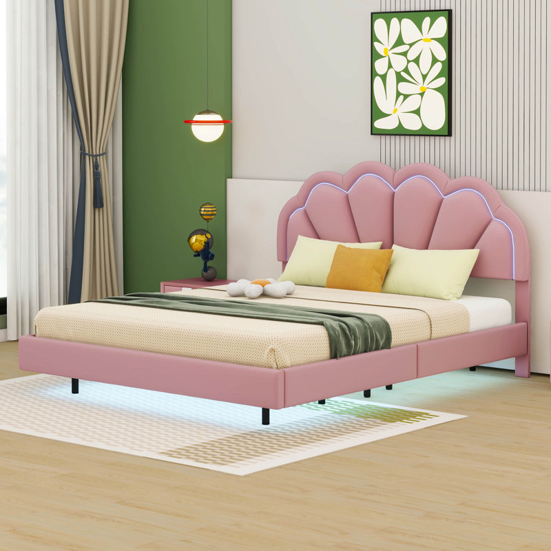 Upholstered Bed, Pink, Queen