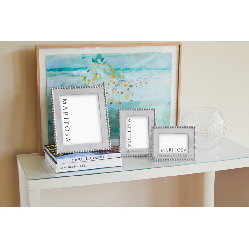 Beaded Metal Picture Frame, 6" H x 4" W