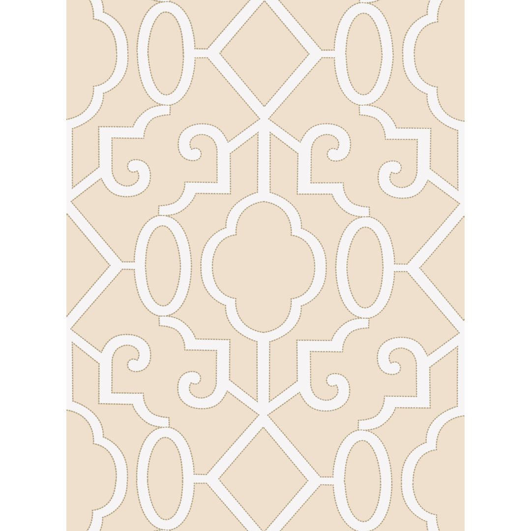 Oriana Ming Fretwork Geometric 15' L x 25.5" W Smooth Wallpaper Roll The House of Scalamandre