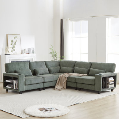 Canapé modulaire moderne en L avec rangement pour accoudoirs et porte-gobelet - 5 pour salon, chambre à coucher, salon, salle de projection