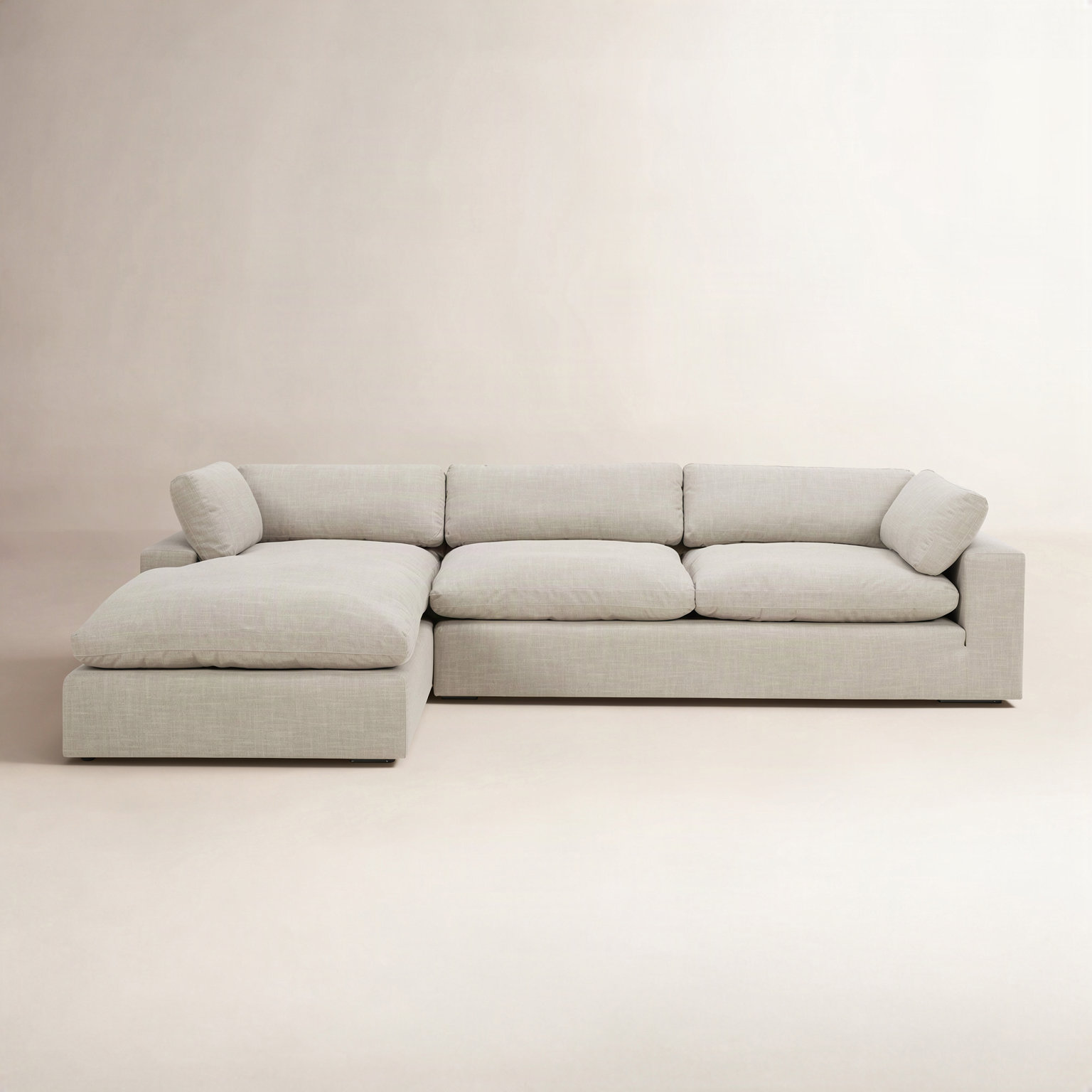 Asher Chaise Sectional, Effie Flax Performance Linen, Left Hand Facing
