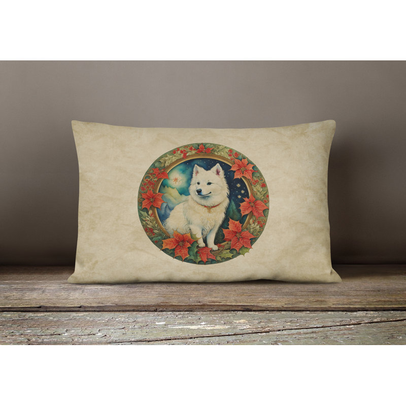 Coussin Christmas, 12 po x 16 po, Rectangulaire, Samoyède