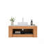 Meuble-lavabo de salle de bain 36 po, lavabo à bordures arrondies rayé avec tiroir en céramique et plateau en pierre frittée Carrara de Dina-125514678-125514679