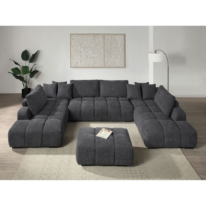 Repose-pieds en chenille gris choisi