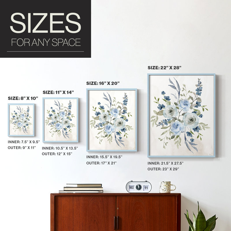 Sweet Blues I, reproduction encadrée - bois massif, H 11 po x l 9 po, Bleu