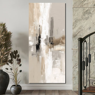«Brown and Black Brushstroke», peinture abstraite sur toile cubique, art mural abstrait brun
