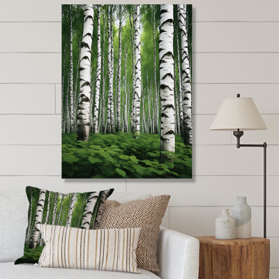 " White Green Birch Tree Whispers I "