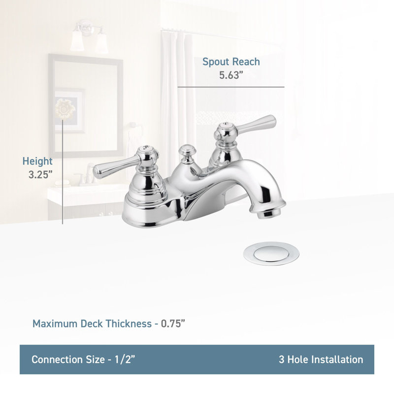 Robinet de salle de bain central Kingsley sans poignées Kingsley, Chrome