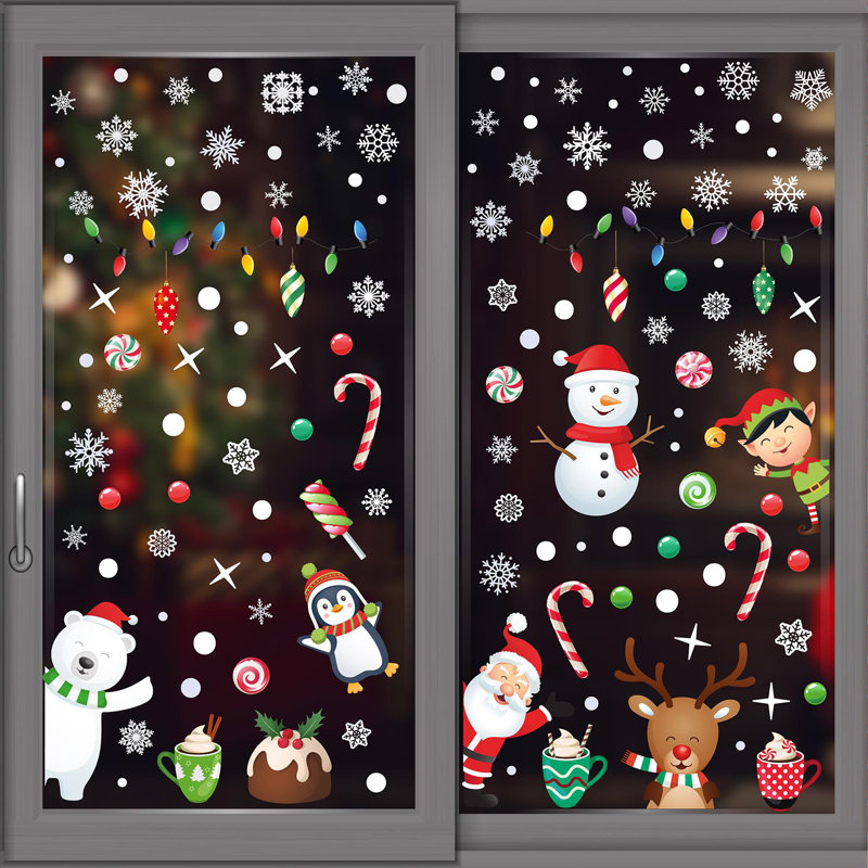 Snowy Winterland Christmas Window Stickers