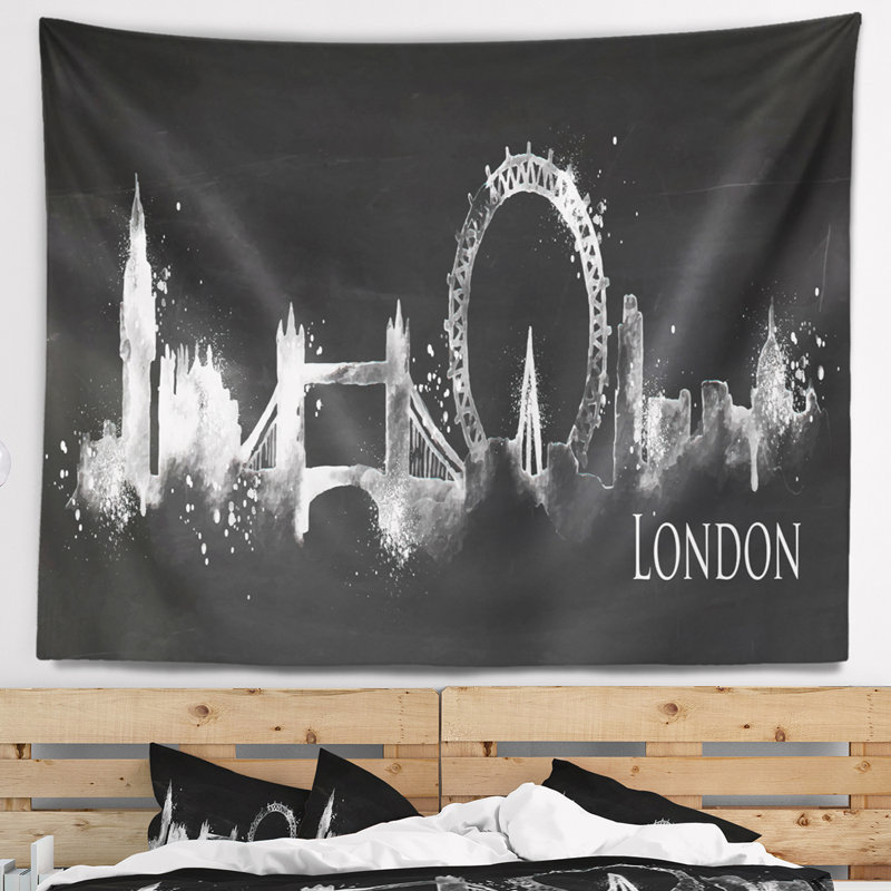 Paysage urbain de londres, silhouette sombre, H 32 po x l 39 po