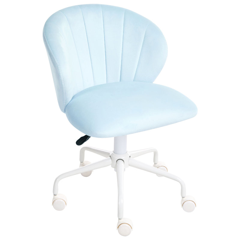 Velvet Office Chair, Light Blue
