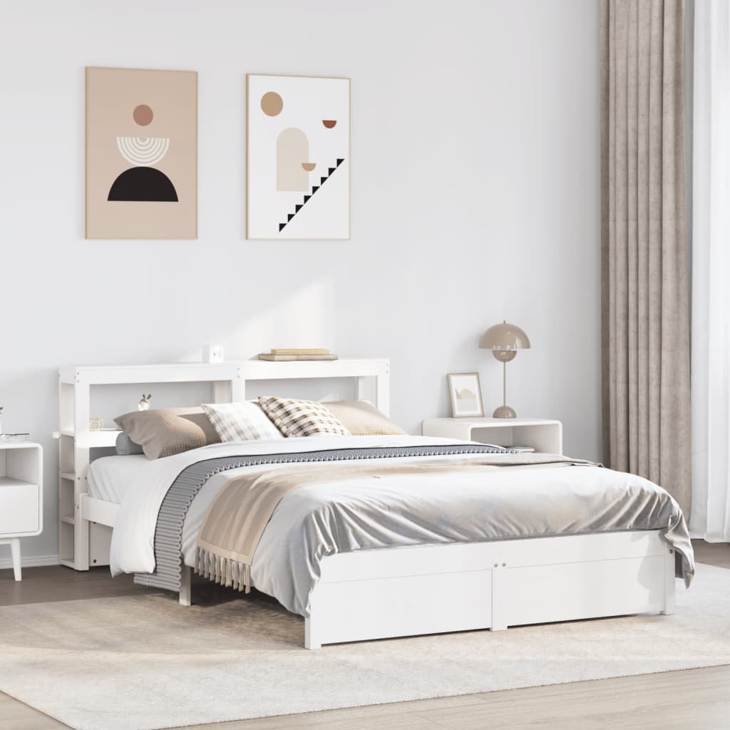 Bed Frame With Headboard Without Mattress White 150X200 Cm King Size