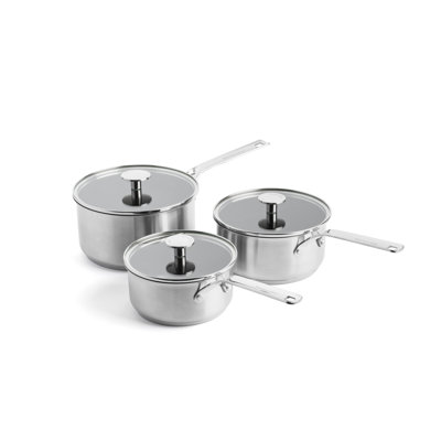 KitchenAid Stainless Steel Non-Stick 16cm, 18cm & 20cm Saucepan Set