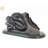 Modern Abstract Black Stone Sculpture – “Repose” on Marble Base, Contemporary Tabletop Art Decor