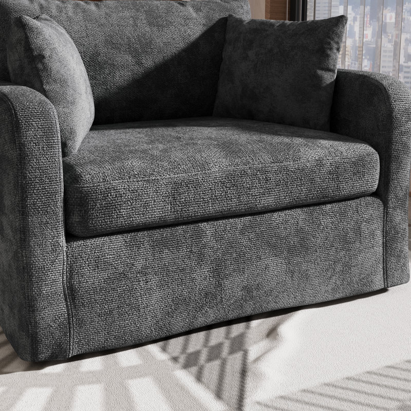 Oversized Upholstered Slipcovered Armchair Comfy Couch Sofa, Charcoal