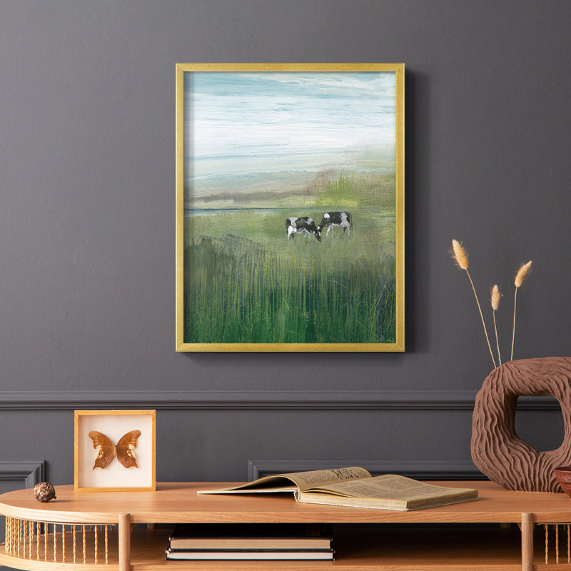 «Out to Pasture I», reproduction encadrée - bois massif, Cadre doré simple, H 28 po x l 22 po