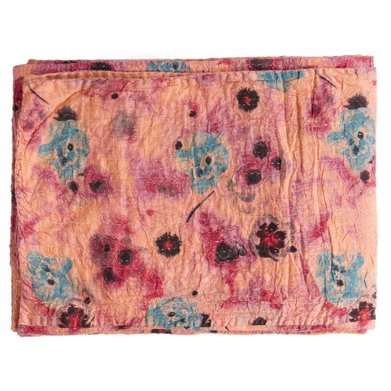 KANTHA COTTON Quilted Throw Blanket