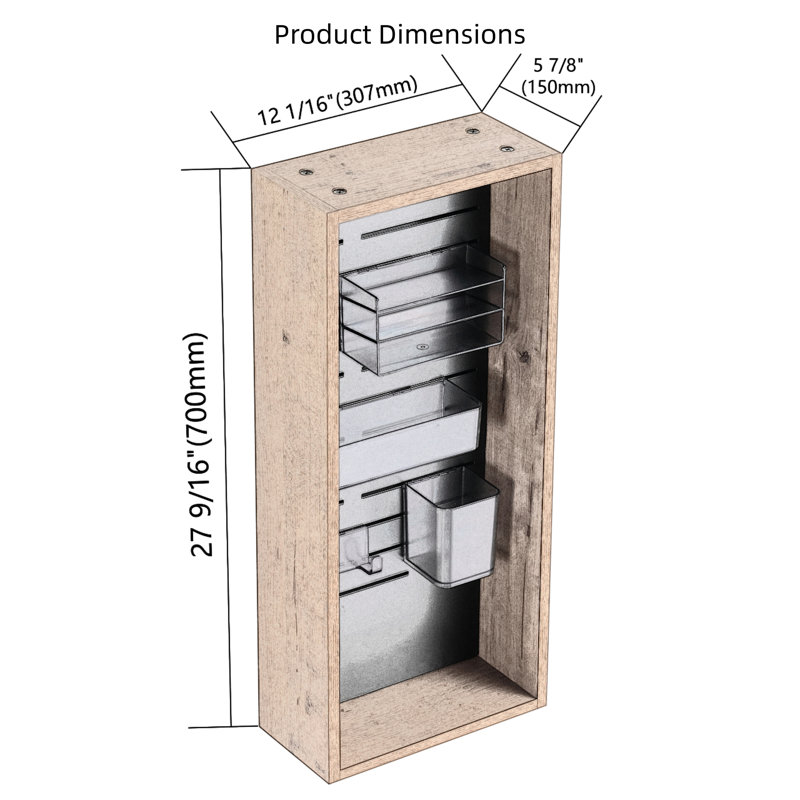 Armoire de rangement murale modulaire 12 ", organisateur de panneau perforé réglable avec 4 accessoires givrés