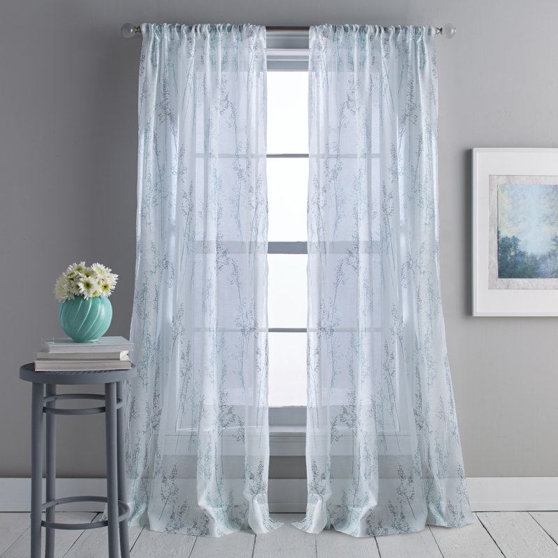 Panneau de rideau simple diaphane avec passe-tringle Whisper, Aqua, l 50" x L 84"
