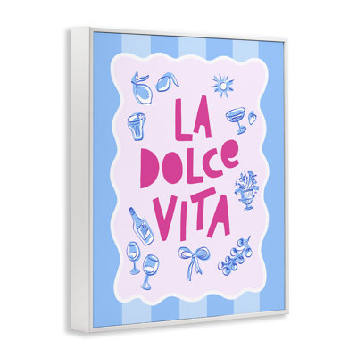 La Dolce Vita Blue Pink Framed Giclee, design by Dominique Vari