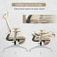 Chaise de bureau ergonomique en filet avec dossier pliable, support lombaire réglable, accoudoirs en 2 dimensions et repose-pieds rétractable, chaise de bureau à domicile à assemblage minimal, crème-814677881