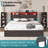 Shila 45.1" Lift Up Storage Bed Frame with Charging Station, LED Bookcase Headboard & 2 Side Shelf,Queen Size, Black-105505026-105505028