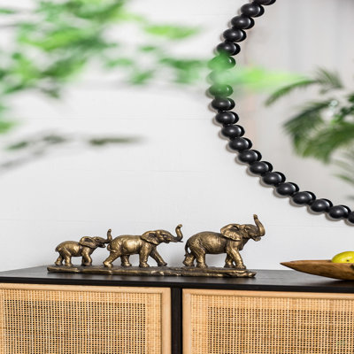 17.9x3.1x6.9" Elephant Family Statue