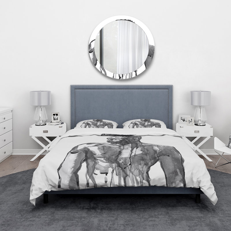Portrait d'un bel homme africain sur fond blanc I - Ensemble de housse de couette moderne - Microfibre de polyester