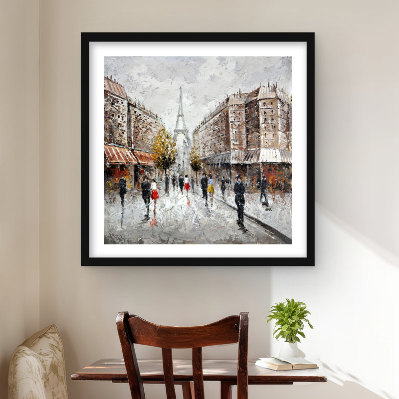 «Paris Busy Street» - Cités de salon avec impression matte, H 24 po x l 24 po, Noir