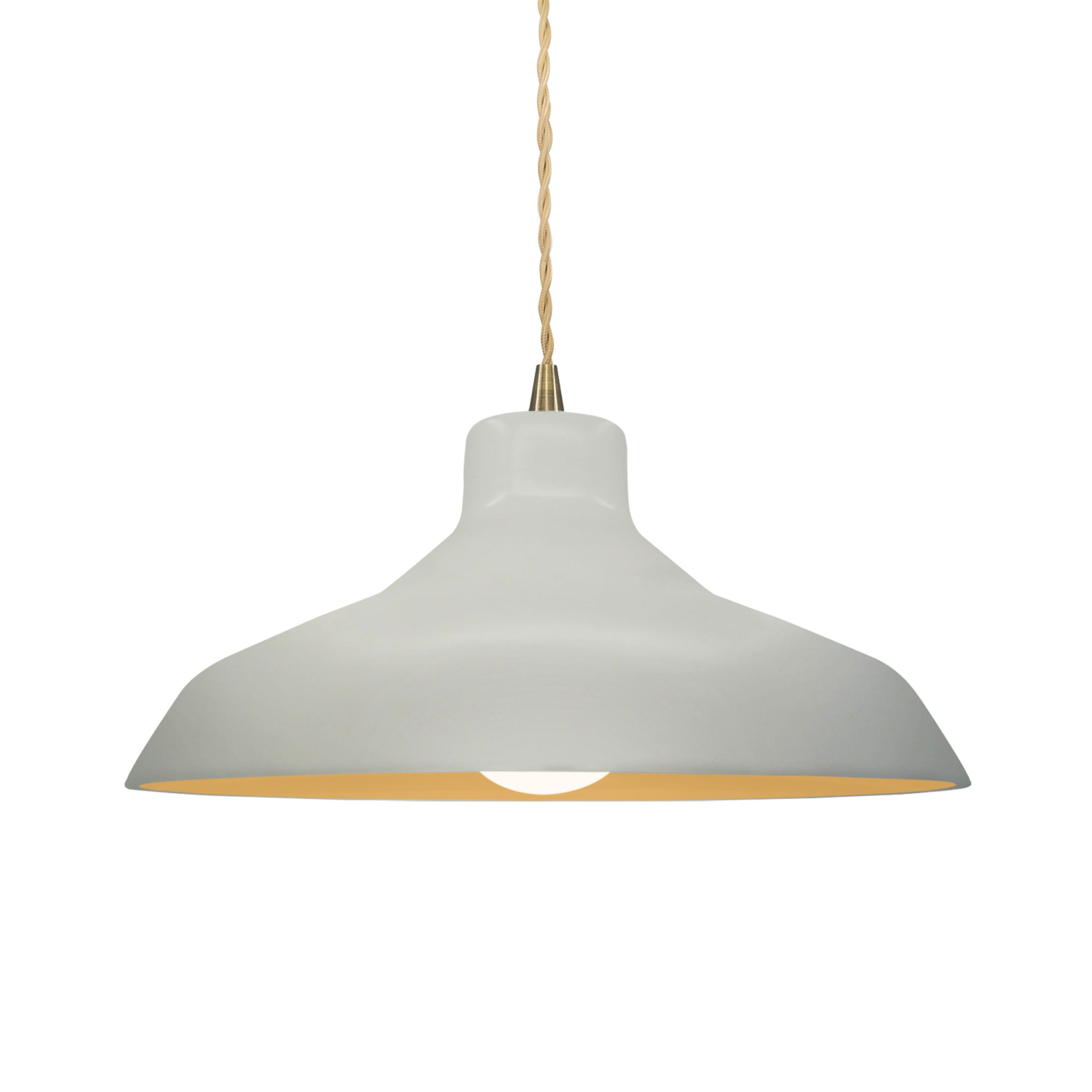 Fallon Ceramic Dimmable Pendant, Matte White/Champagne Gold, Antique Brass, 6.25" H x 13.5" W x 13.5" D