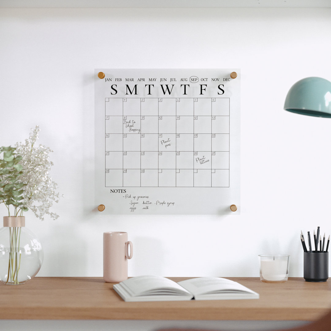 Thomas Martha Stewart Acrylic Wall Calendar with Dry Erase Marker and Mounting Hardware Martha Stewart Surface 
