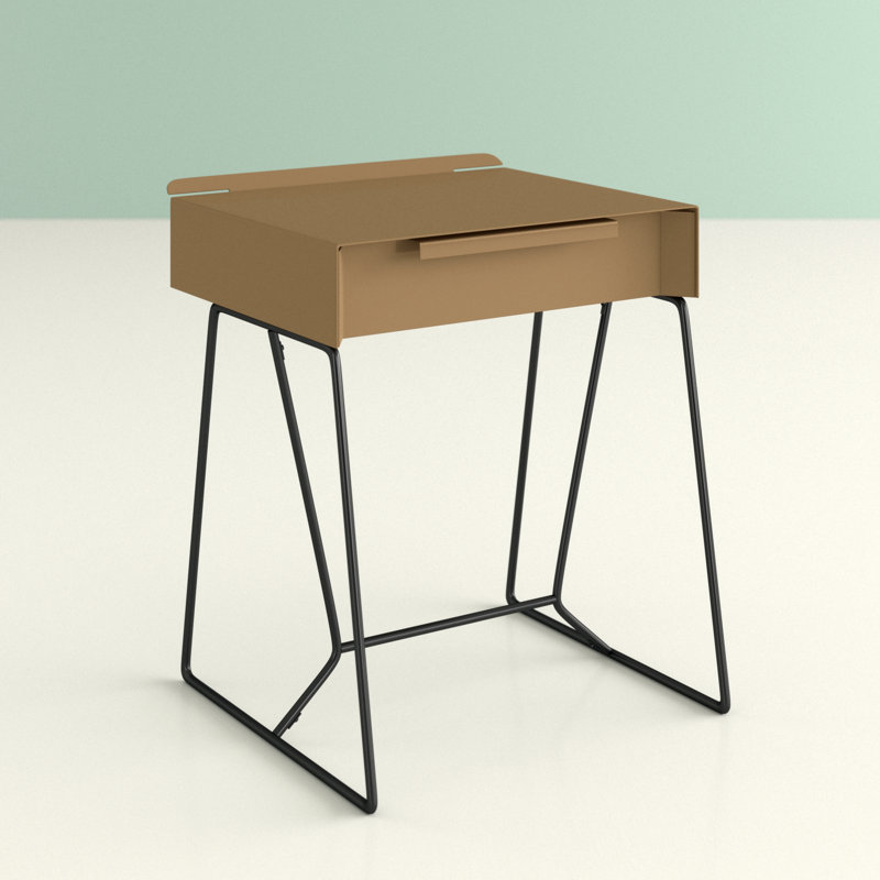 Isay End Table with Storage, Antique Champagne