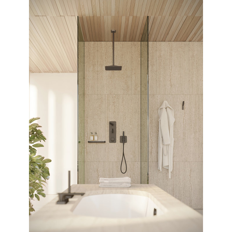AXOR Citterio C Handshower Holder Softsquare With Outlet 5"X5" With Handshower And Textile Hose, 2.5 GPM, Matte Black