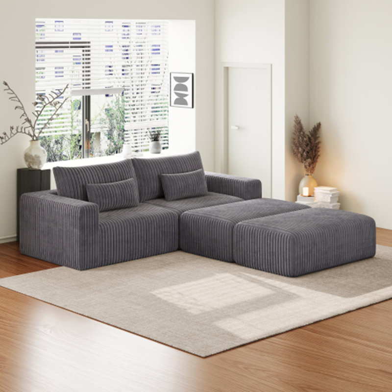 Méridienne surdimensionnée sans accoudoirs Glauser, H 36 po x l 102 po x P 75 po, Gris