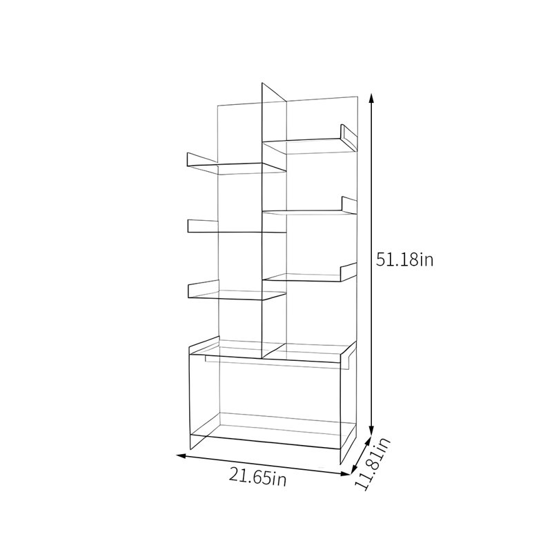 Modern Acrylic Bookshelf Display, Orange