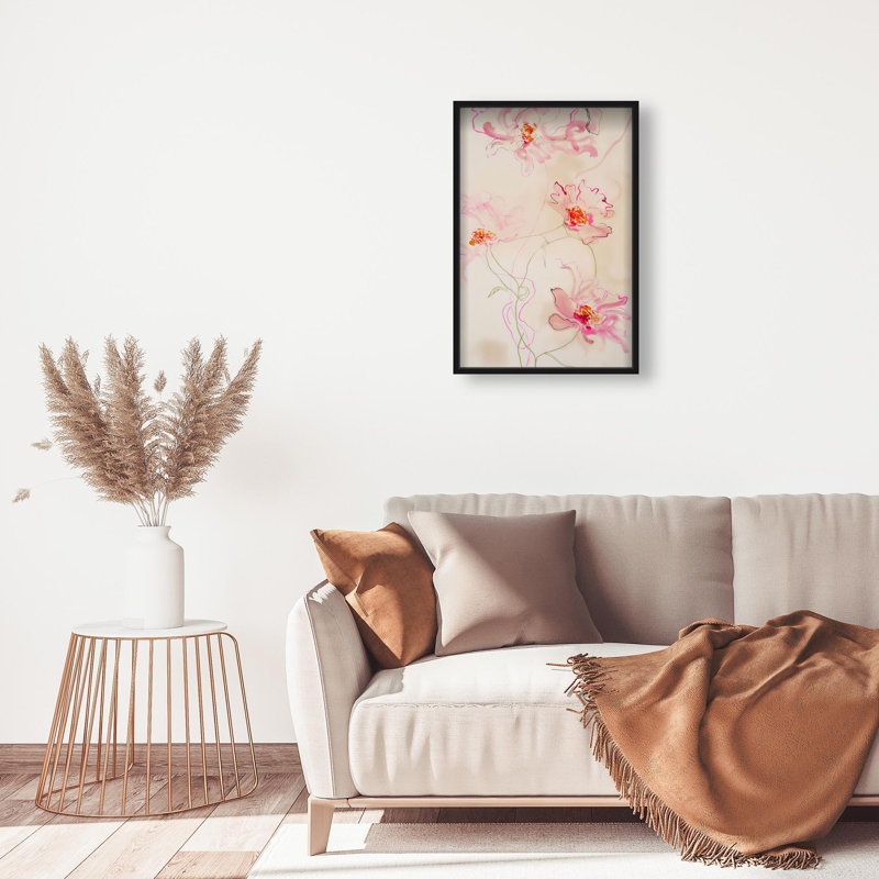Oliver Gal Pink Flower I Floral & Botanical - Luxury Shadowbox Framed Wall Art, Black, 37.5" H x 25.5" W