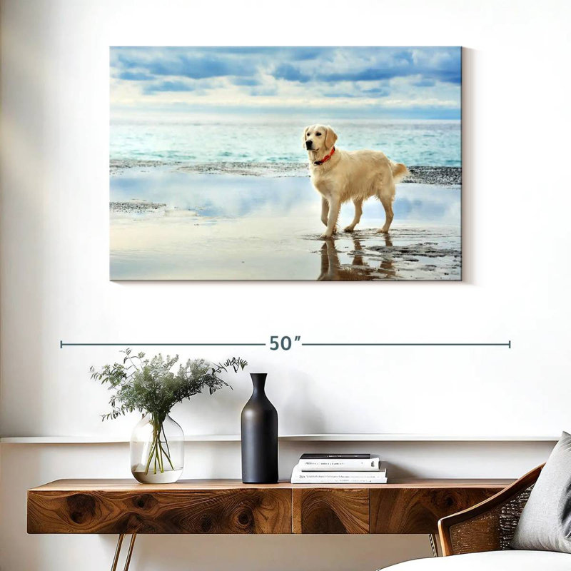 Golden Retriever bord de mer, H 26 po x l 39 po