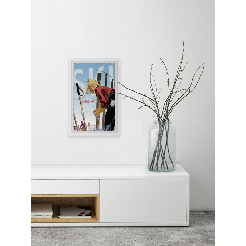 Ski in Colorado - Reproduction d'art sur papier encadrée, H 30 po x l 20 po x P 1,5 po