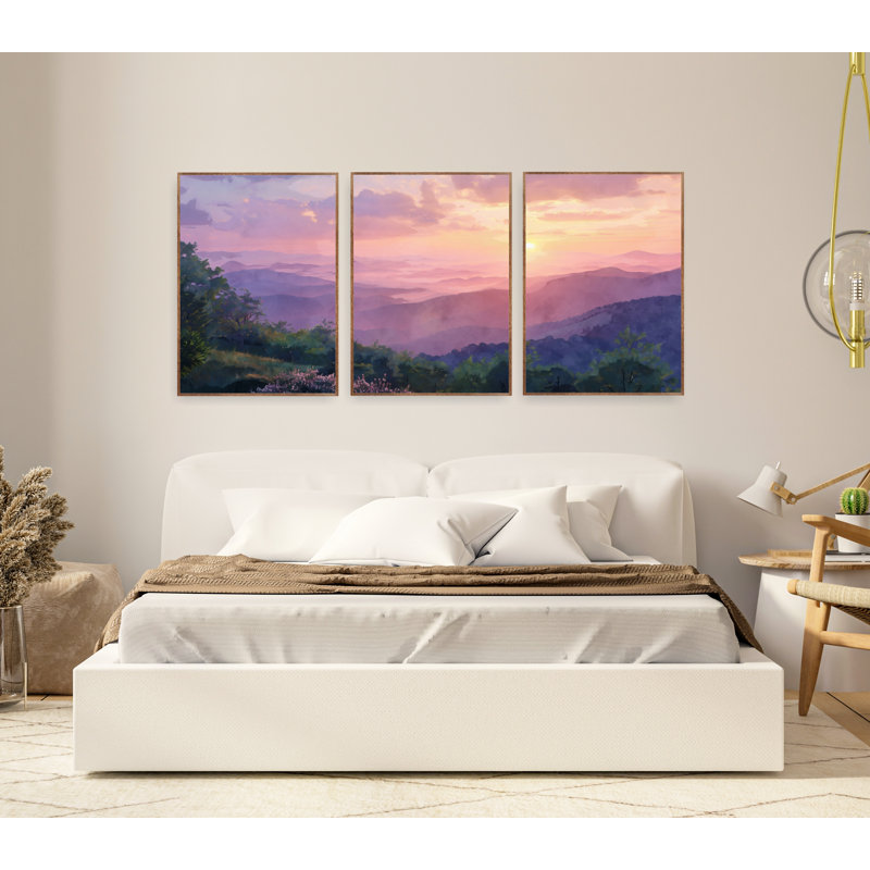 «Blue Ridge Mountains Watercolor National Park», affiche au-dessus de lit, art mural très grand, Toile tendue