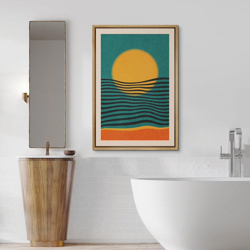 Abstract Vibrant Color Blocks " Mid-Century Modern Geometric Sun Line Pattern Abstract Shapes Modern Art Boho Style Decor "