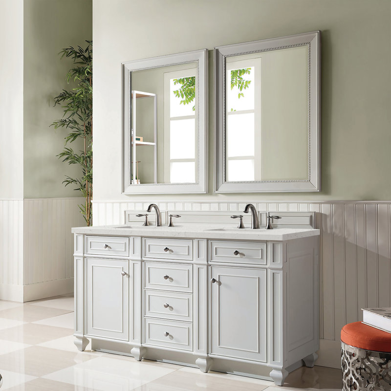 Bristol 60'' W Double Vanity, Bright White, Lime Delight, 8" Widespread